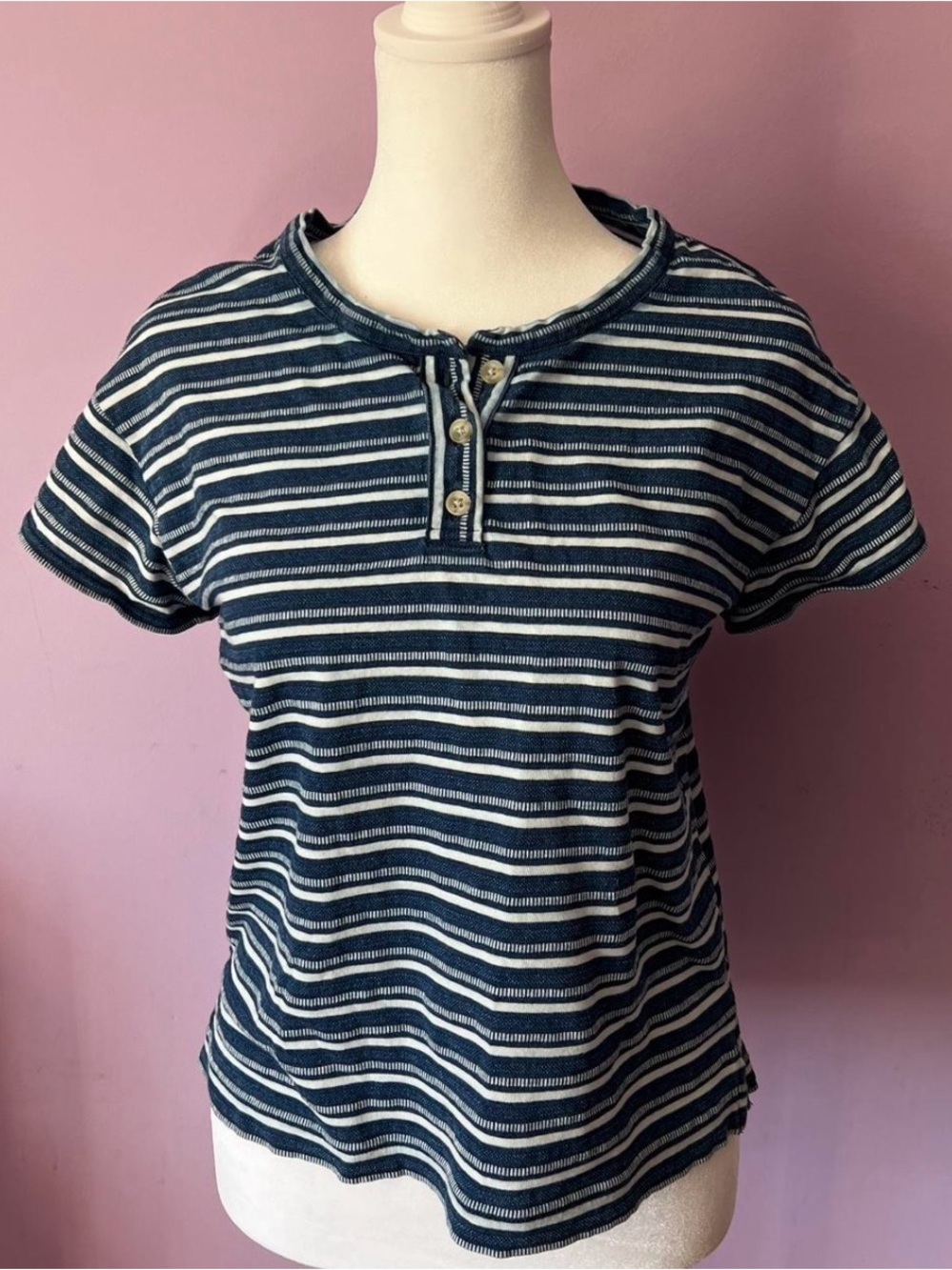 Madewell Blue and white womens striped short sleeve top size XS